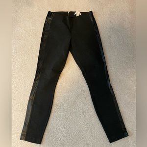 Jcrew Gigi pants in charcoal grey with faux leather stripe